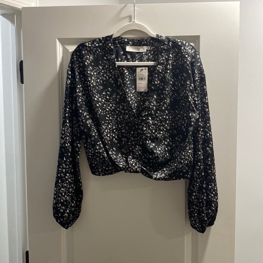 Deep V floral crop top